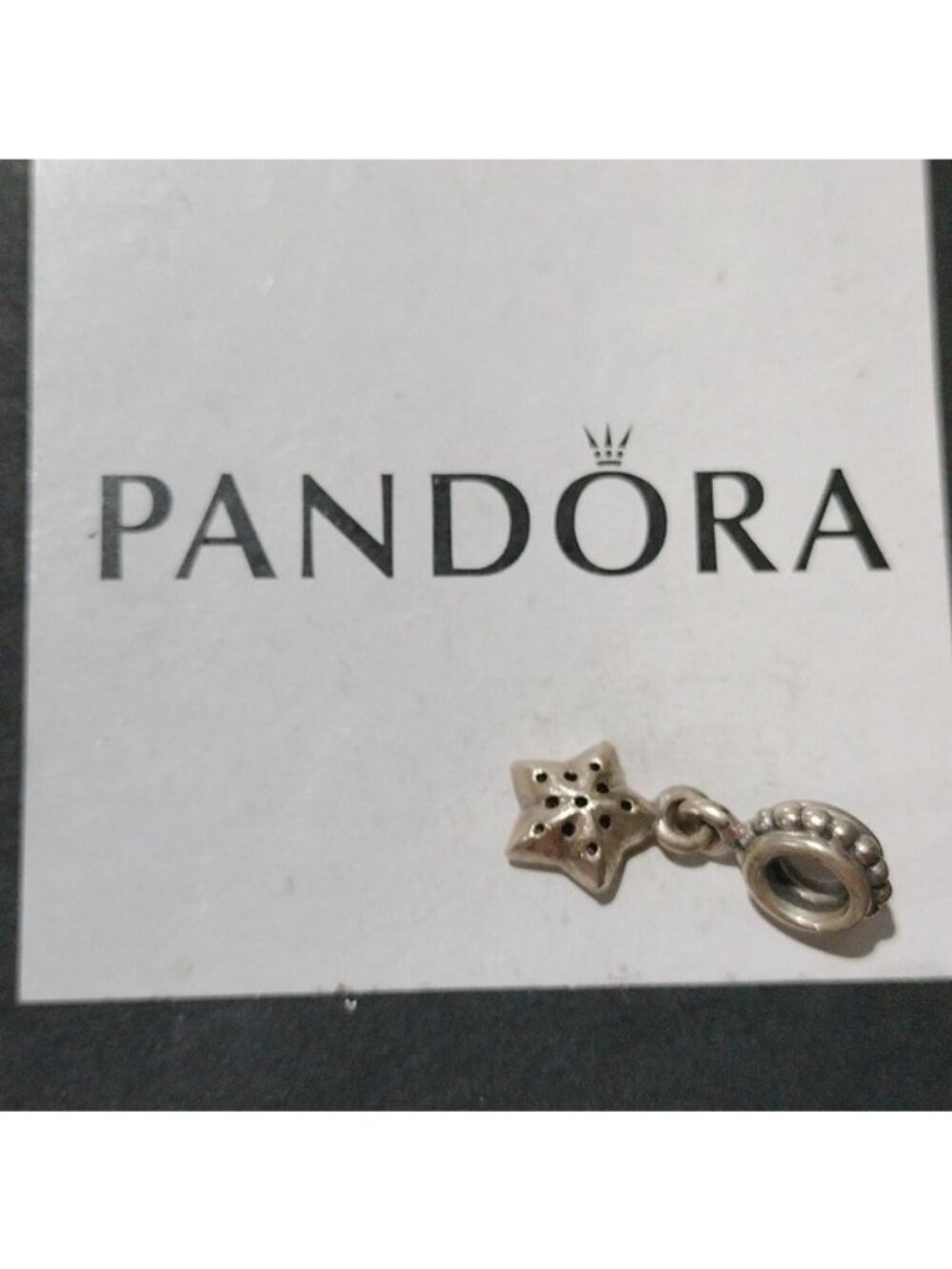 Pandora Retired Sterling Silver Pave Star Dangle Bead w/ CZ - 791024cz - Picture 3 of 6